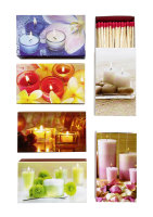 Streichhölzer mit Kerzen & Blumen Motiv 6er Set - lange Streichhölzer / Kaminhölzer - z.B. für Duftkerzen im Glas  uvm.
