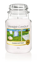 Yankee Candle Duftkerze im Glas (groß) CLEAN COTTON - Kerze mit Brenndauer bis zu 150 Stunden