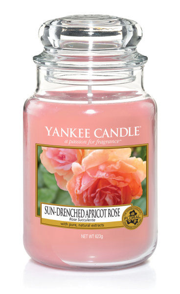 Yankee Candle Duftkerze im Glas (groß) SUN-DRENCHED APRICOT ROSE - Kerze mit Brenndauer bis zu 150 Stunden