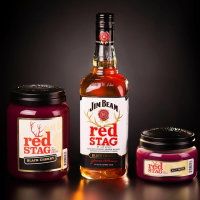 Jim Beam® Duftkerze Red Stag Black Cherry 570g im Glas (Candleberry)