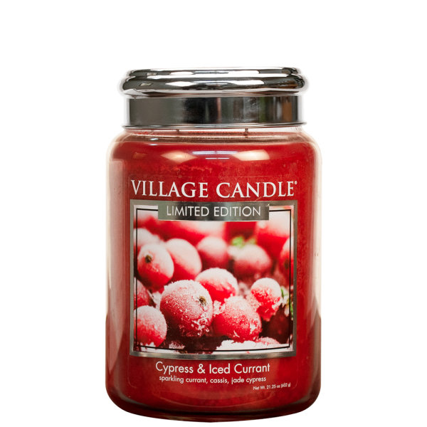 Cypress & Iced Currant Duftkerze im Glas (groß) Village Candle - Limited Edition, 2-Docht Kerze