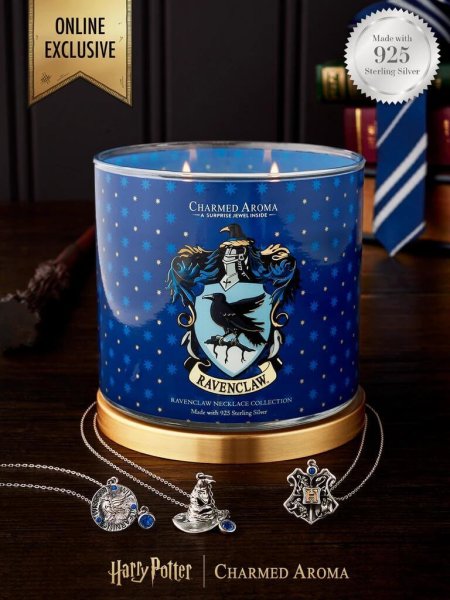 Harry Potter Duftkerze mit Halskette (Ravenclaw) von Charmed Aroma, Kerze mit Schmuck
