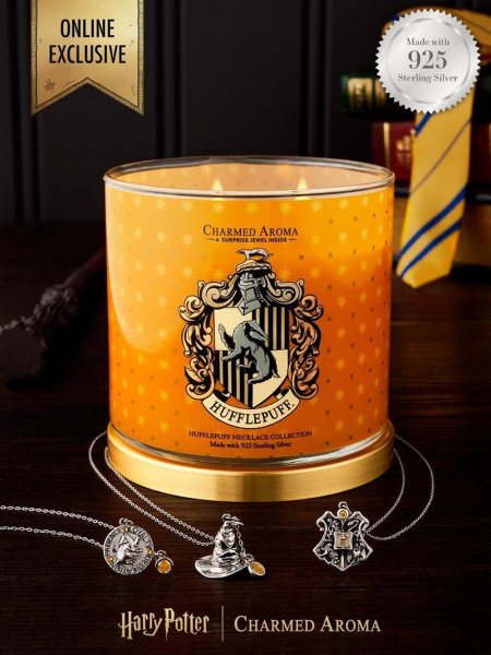 Harry Potter Duftkerze mit Halskette (Hufflepuff) von Charmed Aroma