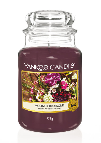Yankee Candle Duftkerze im Glas (groß) MOONLIT BLOSSOMS - Kerze mit Brenndauer bis zu 150 Stunden