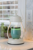 Candle Warmers Hurricane Kerzenwärmer Laterne mit Lampe für Duftkerzen im Glas (creme weiß)