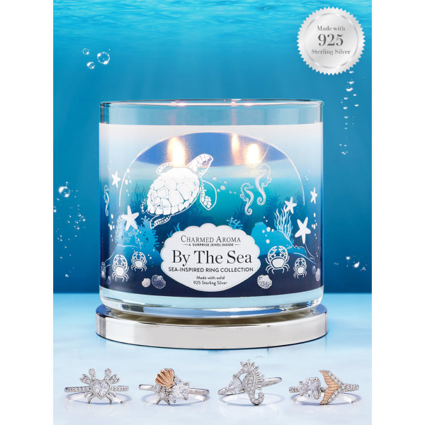 Duftkerze By The Sea (mit Ring) Charmed Aroma, Kerze maritimes Motiv mit Schmuck  XS (Gr. 50)