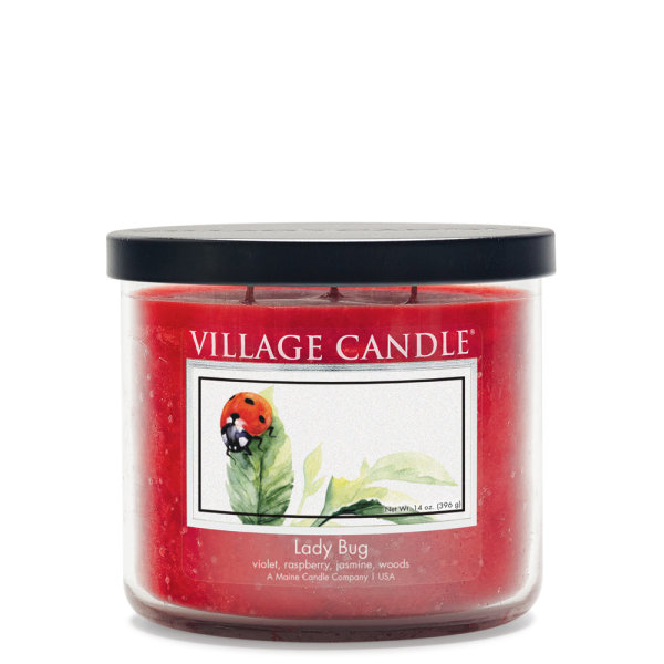 Lady Bug Duftkerze im Glas (medium) Village Candle - Gardeners Friends - 2-Docht Kerze im Tradition Jar