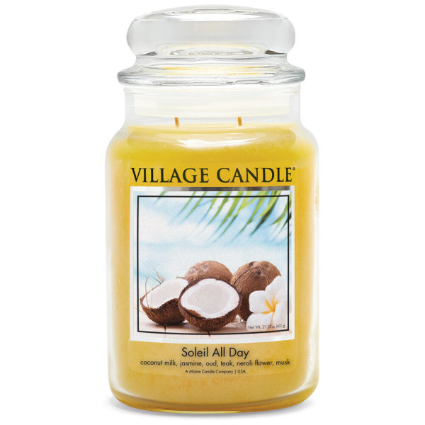 Soleil all Day Duftkerze im Glas (groß) Village Candle - Tradition Jar - 2-Docht Kerze
