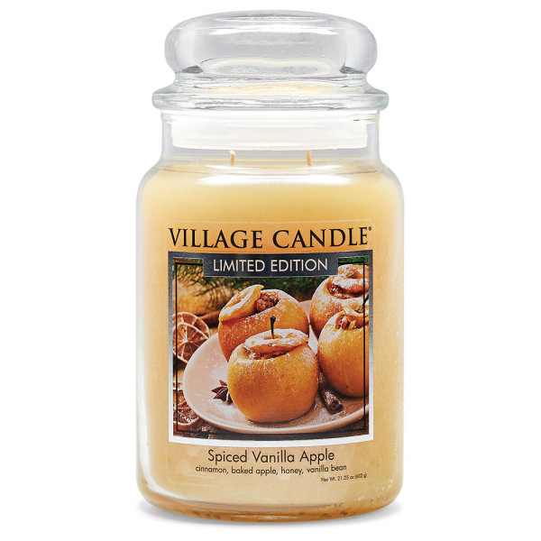 Spiced Vanilla Apple Duftkerze im Glas (groß) Village Candle - Tradition Jar - 2-Docht Kerze