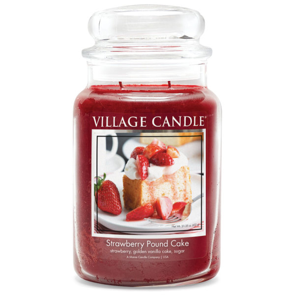 Strawberry Pound Cake Duftkerze im Glas (groß) Village Candle - Tradition Jar - 2-Docht Kerze