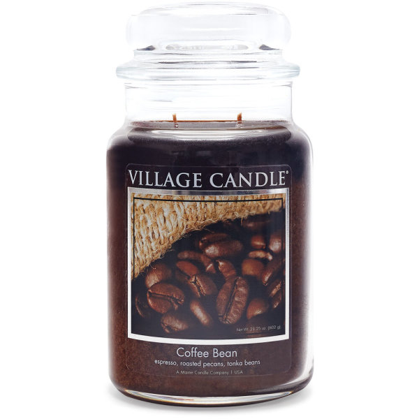 Coffee Bean Duftkerze im Glas (groß) Village Candle - Tradition Jar - 2-Docht Kerze Housewarmer