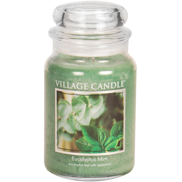 Village Candle Duftkerze im Glas (groß) Eucalyptus Mint - Tradition Jar - Kerze mit 2-Docht Technologie