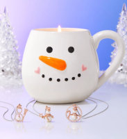 Duftkerze Snowman Mug mit Kette von Charmed Aroma, Schneemann Tasse, Kerze mit Schmuck (Halskette)