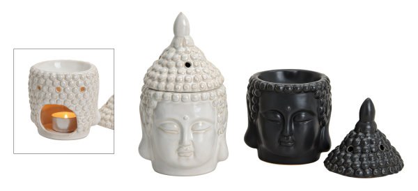 Duftlampe Buddha Kopf - Verdunster Buddha, Aromalampe für Duftöl und Duftwachs