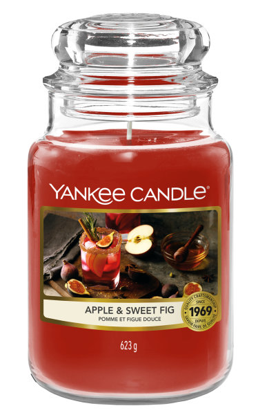 Yankee Candle Duftkerze im Glas (groß) APPLE & SWEET FIG - Herbst 2022 -  Kerze mit Brenndauer bis zu 150 Stunden