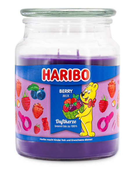 Haribo BERRY MIX Duftkerze im Glas (groß)  2-Docht Kerze