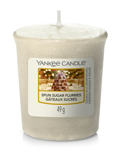 Yankee Candle Votivkerze SPUN SUGAR FLURRIES - Kerze mit Brenndauer bis zu 15 Stunden