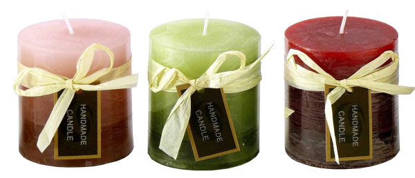 Stumpenkerze, handgemacht 7,2 x 6,8 cm - Kerze für Adventskranz, Kerzen (versch. Farben)