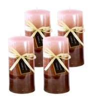 Stumpenkerze, handgemacht 14 x 6,8 cm (4er Set) Altrosa -...