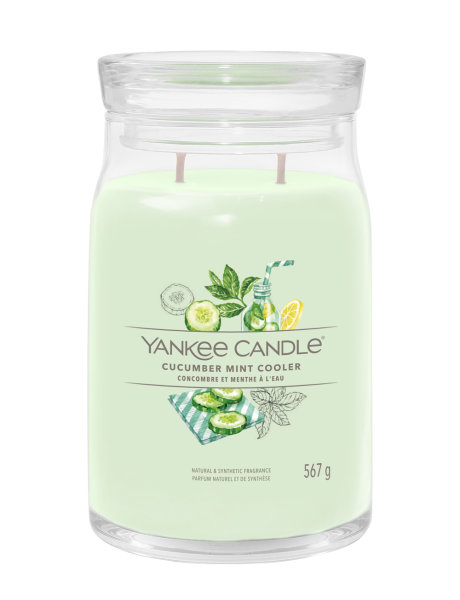 Yankee Candle Duftkerze im Glas (groß) CUCUMBER MINT COOLER - Kerze mit Brenndauer bis zu 90 Stunden