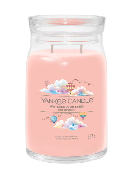 Yankee Candle Duftkerze im Glas (groß) WATERCOLOUR SKIES - Kerze mit Brenndauer bis zu 90 Stunden
