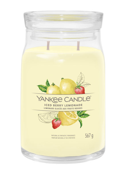 Yankee Candle Duftkerze im Glas (groß) ICED BERRY LEMONADE - Kerze mit Brenndauer bis zu 90 Stunden