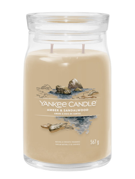 Yankee Candle Duftkerze im Glas (groß) AMBER & SANDALWOOD - Kerze mit Brenndauer bis zu 90 Stunden