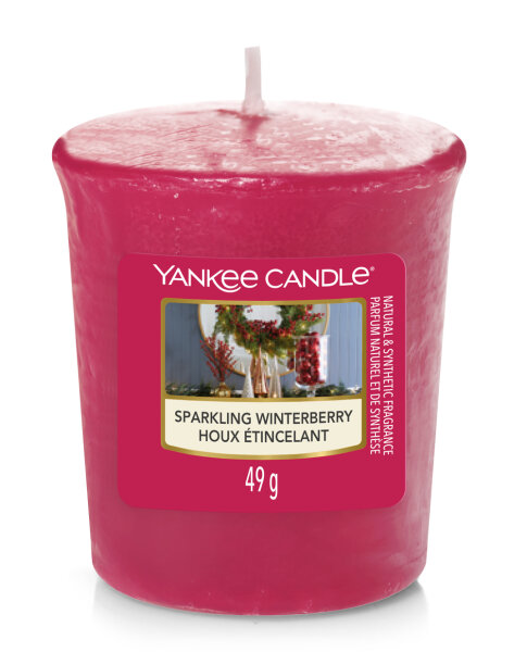 Yankee Candle Votivkerze SPARKLING WINTERBERRY - Kerze mit Brenndauer bis zu 15 Stunden