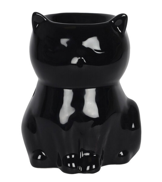 Duftlampe Ölbrenner Schwarze Katze - Halloween Wachswärmer, Verdunster, Duftlampe, Aromalampe für Duftöl und Duftwachs, Deko