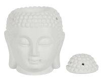 Duftlampe Ölbrenner Buddhakopf, weiss - Buddha Wachswärmer, Verdunster, Duftlampe, Aromalampe für Duftöl und Duftwachs, Deko
