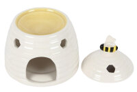 Ölbrenner Duftlampe Bienenstock, weiss - Bienen Wachswärmer, Verdunster, Biene, Aromalampe für Duftöl und Duftwachs, Deko