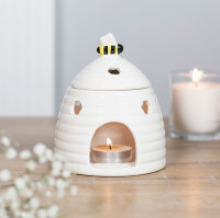 Ölbrenner Duftlampe Bienenstock, weiss - Bienen Wachswärmer, Verdunster, Biene, Aromalampe für Duftöl und Duftwachs, Deko
