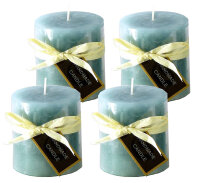 Stumpenkerze, handgemacht mint (4er Set) 7,2 x 6,8 cm -...