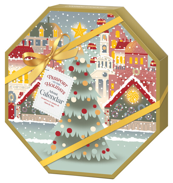 Yankee Candle Adventskalender 2024 Passport to the Holidays gefüllt mit 24 Teelichtern und 1 Teelichthalter - Adventskranz mit Kerzen