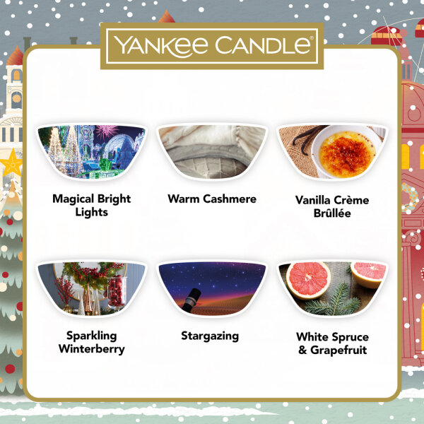 Yankee Candle Wax Melts Geschenk Set Weihnachten mit Duftlampe und 12 verschiedenen Düften