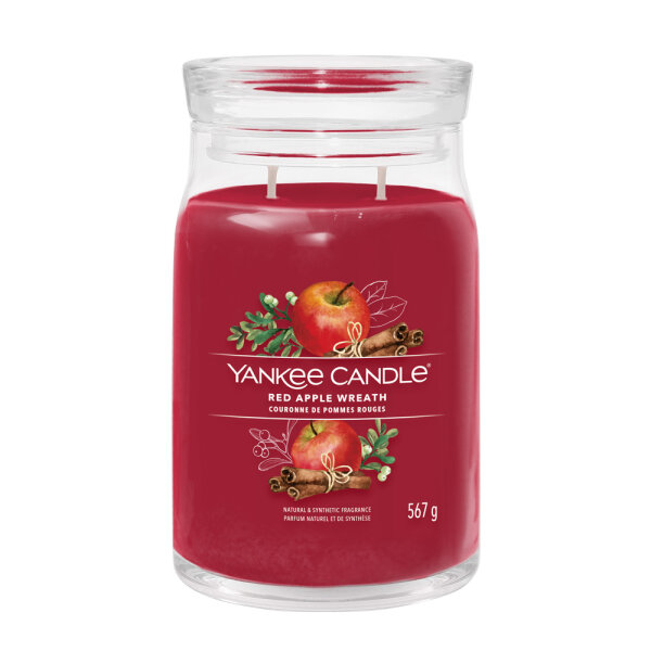 Red Apple Wreath - Yankee Candle Signature Duftkerze im Glas (groß) - Kerze mit Brenndauer bis zu 90 Stunden