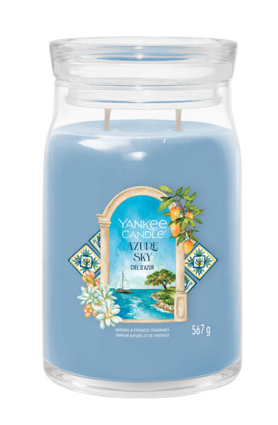Azure Sky - Yankee Candle Signature Duftkerze im Glas (groß) - Kerze aus "Hello Italy" Kollektion mit Brenndauer bis zu 90 Stunden