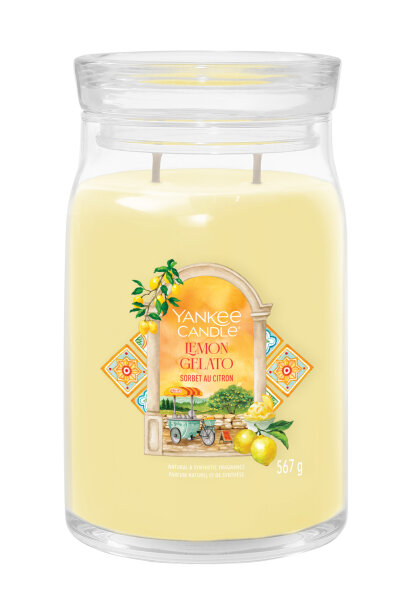 Lemon Gelato - Yankee Candle Signature Duftkerze im Glas (groß) - Kerze aus "Hello Italy" Kollektion mit Brenndauer bis zu 90 Stunden