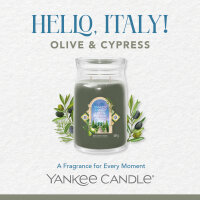 Olive & Cypress - Yankee Candle Signature Duftkerze im Glas (groß) - Kerze aus "Hello Italy" Kollektion mit Brenndauer bis zu 90 Stunden