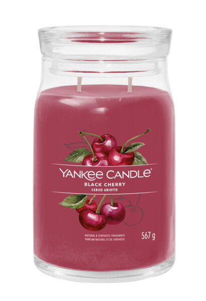 Black Cherry - Yankee Candle Signature Duftkerze im Glas (groß) - Kerze mit Brenndauer bis zu 90 Stunden