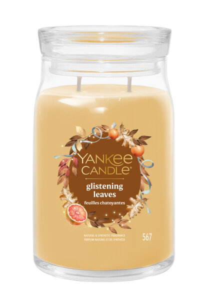 Glistening Leaves - Yankee Candle Signature Duftkerze im Glas (groß) - Kerze mit Brenndauer bis zu 90 Stunden