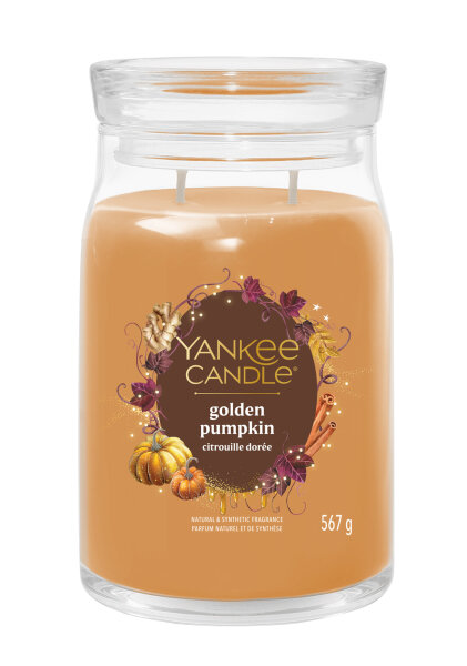 Golden Pumpkin - Yankee Candle Signature Duftkerze im Glas (groß) - Kerze mit Brenndauer bis zu 90 Stunden