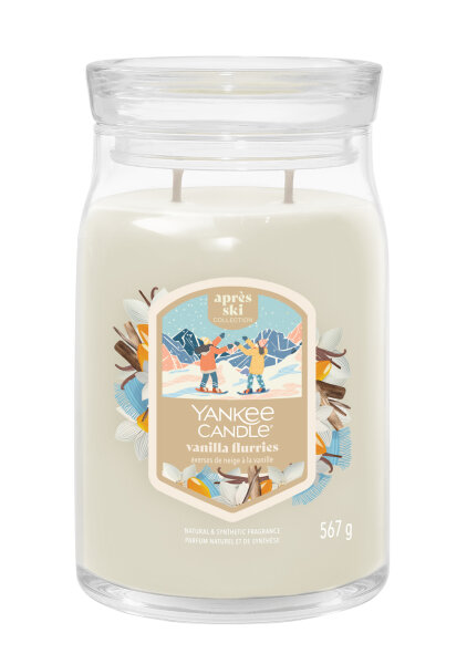 Vanilla Flurries - Yankee Candle Winterkollektion Apres Ski Signature Duftkerze im Glas (groß) - Kerze mit Brenndauer bis zu 90 Stunden