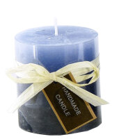 Stumpenkerze, handgemacht Blau 7,2 x 6,8 cm - Kerze...