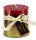 Stumpenkerze, handgemacht Rot-Gold-Metallic 7,2 x 6,8 cm - Kerze für Adventskranz, Kerzen