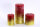 Stumpenkerze, handgemacht Rot-Gold-Metallic 7,2 x 6,8 cm - Kerze für Adventskranz, Kerzen