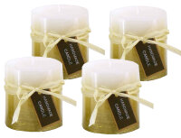Stumpenkerze, handgemacht Weiss-Gold-Metallic (4er Set)...