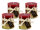 Stumpenkerze, handgemacht Rot-Gold-Metallic (4er Set) 7,2 x 6,8 cm - Kerze für Adventskranz, Kerzen, Advent