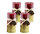 Stumpenkerze, handgemacht 14 x 6,8 cm (4er Set) Rot-Gold-Metallic - Kerze für Adventskranz, Kerzen
