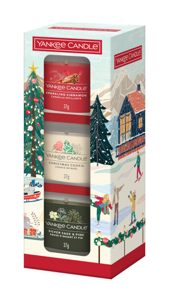 Yankee Candle Weihnachtsgeschenkset 2025 (3 Mini Votiv Kerzen im Glas)